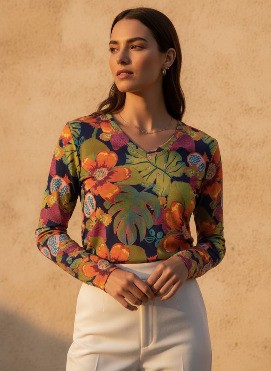 The Everyday V-Neck in Orchard Noir