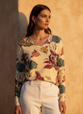 The Everyday V-Neck in Woodland Silk