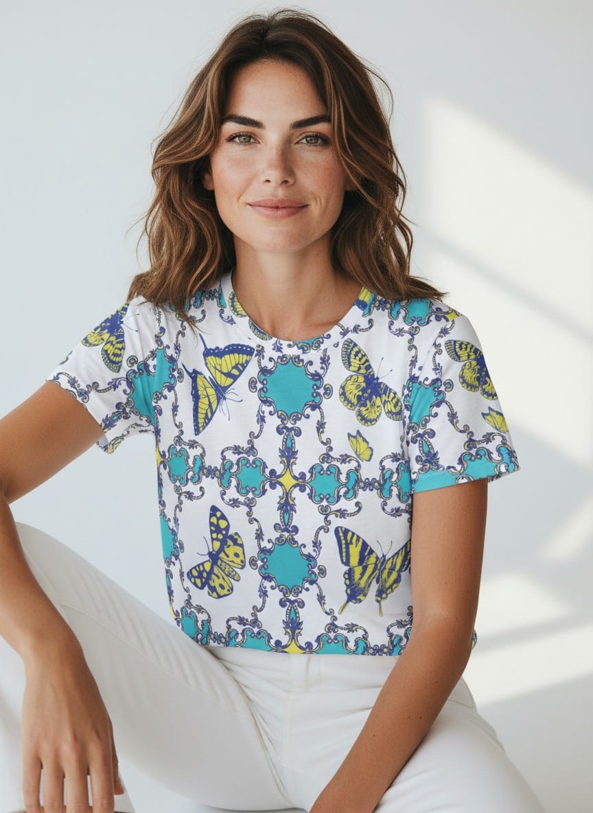 The Everyday Bloom Tee in Papillon Bleu