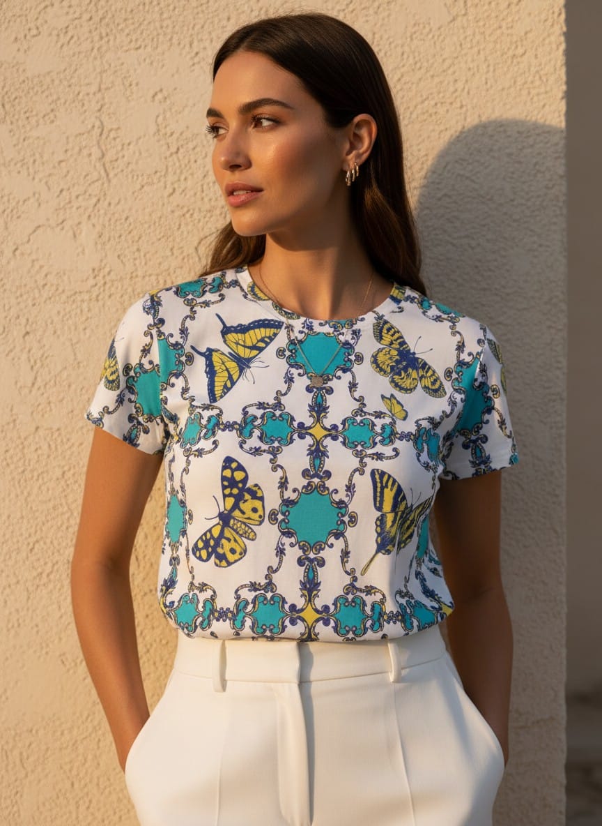 The Everyday Bloom Tee in Papillon Bleu