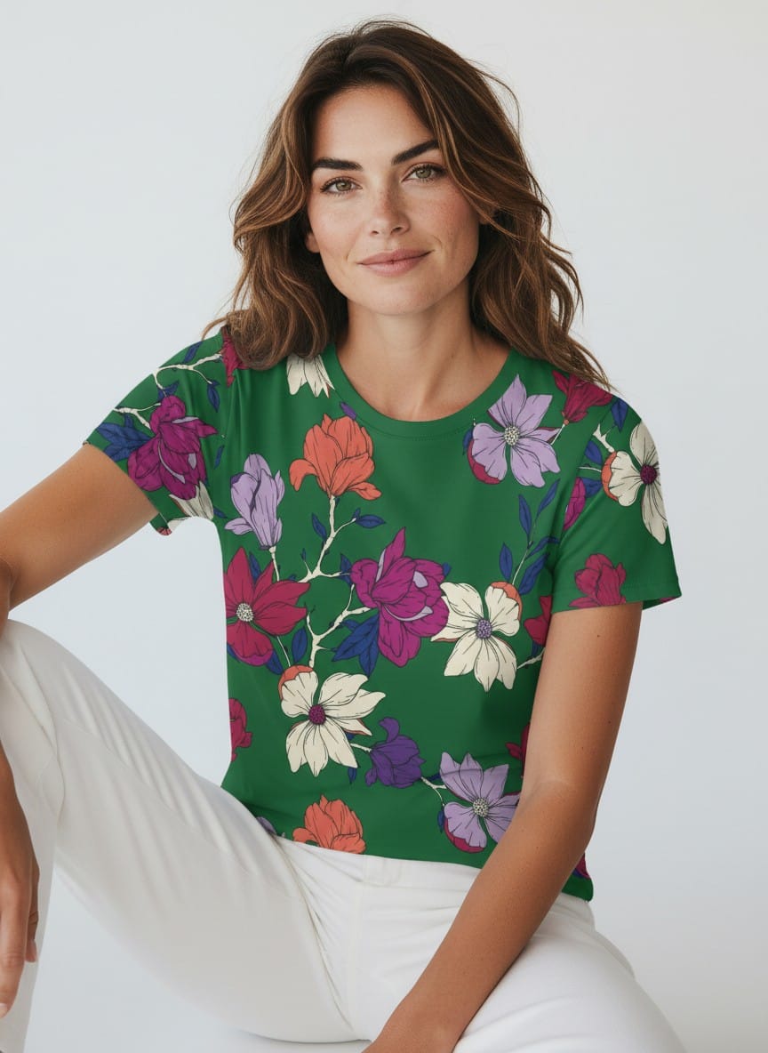 The Everyday Bloom Tee in Emerald Sonata