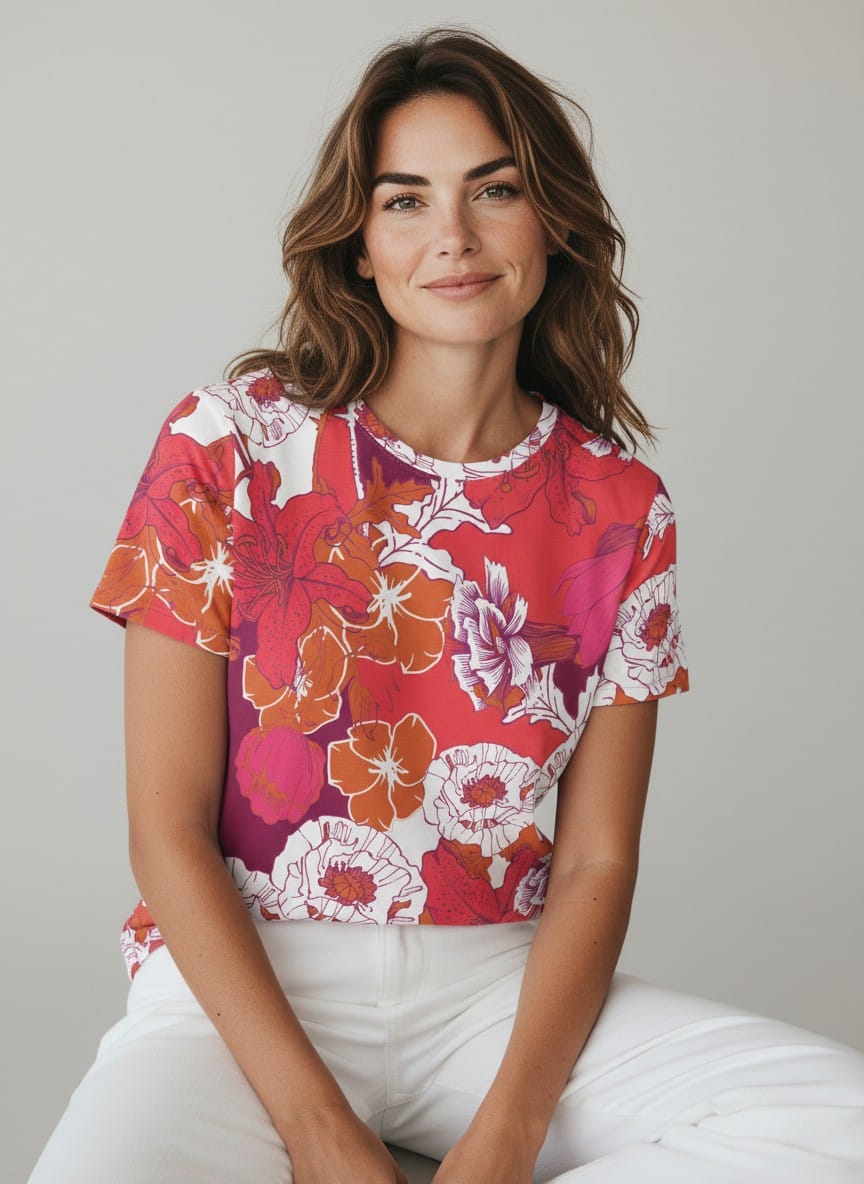 The Everyday Bloom Tee in Café Rosso