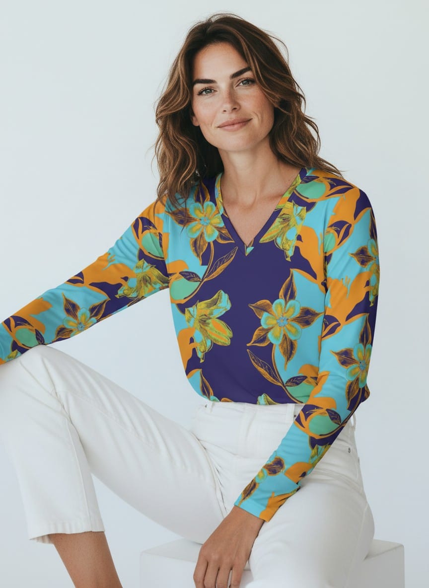 The Everyday V-Neck in Azure Solstice