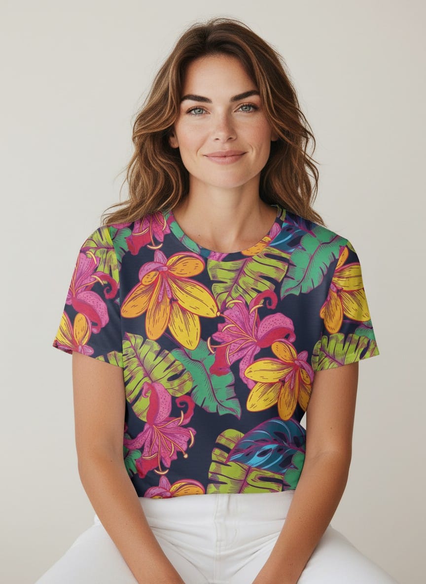 The Everyday Bloom Tee in Electric Tropics
