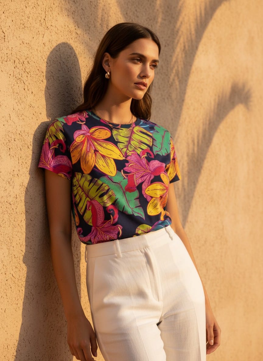 The Everyday Bloom Tee in Electric Tropics