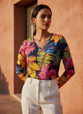 The Everyday V-Neck in Electric Tropics