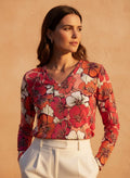 The Everyday V-Neck in Bougainvillea Pop