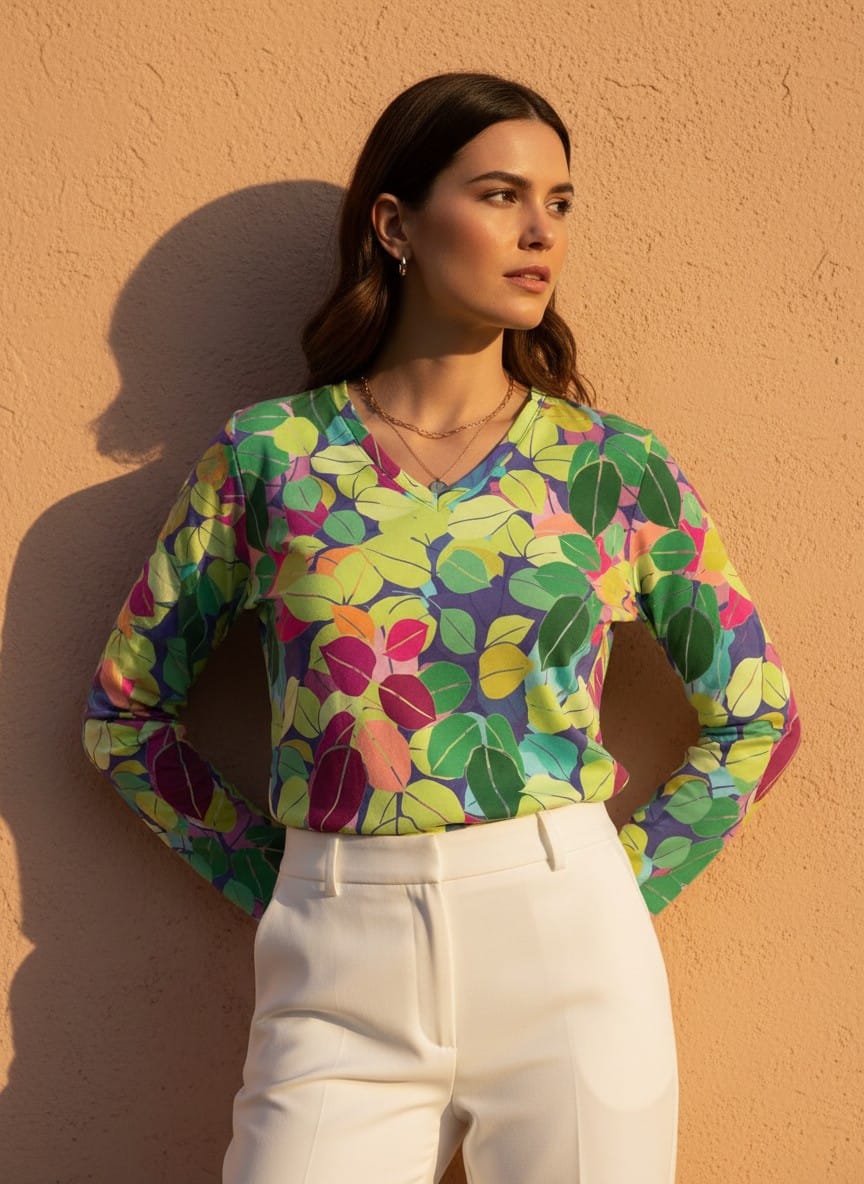 The Everyday V-Neck in Prism Canopy