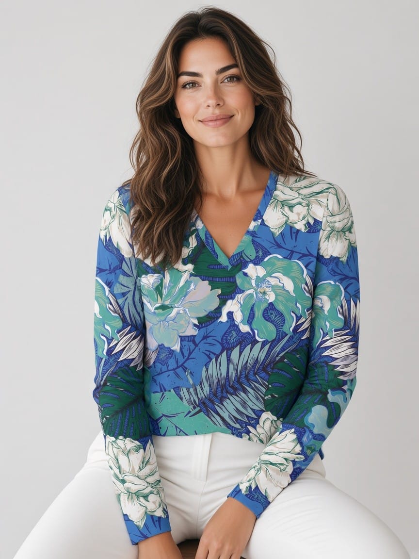 The Everyday V-Neck in Cobalt Eden