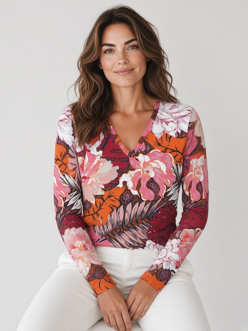 The Everyday V-Neck in Sunset Orchid