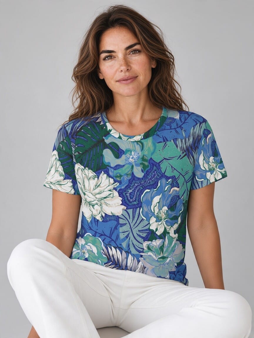 The Everyday Bloom Tee in Cobalt Eden