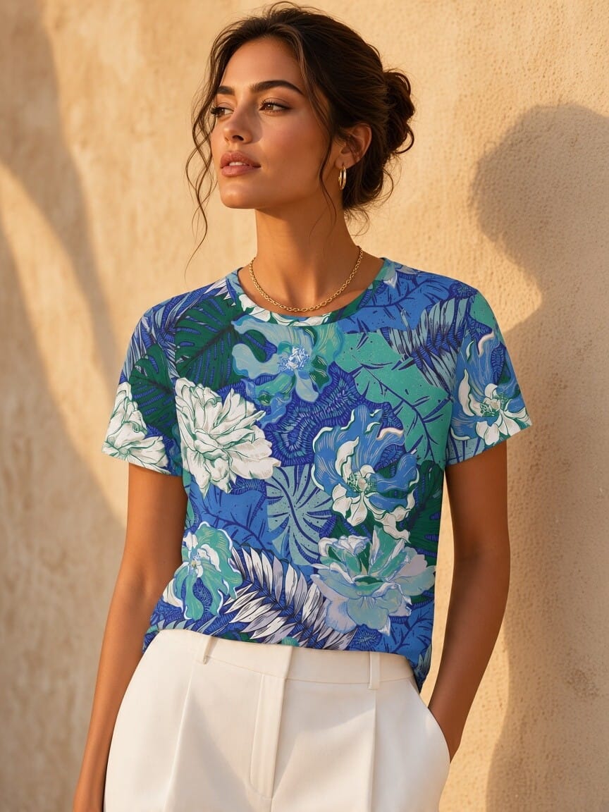 The Everyday Bloom Tee in Cobalt Eden