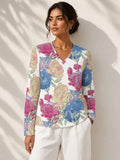 The Everyday V-Neck in Peony Parade