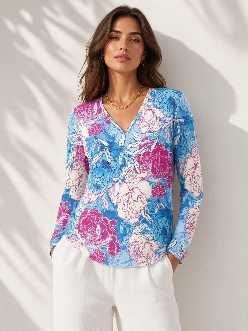 The Everyday V-Neck in Blueberry Fizz