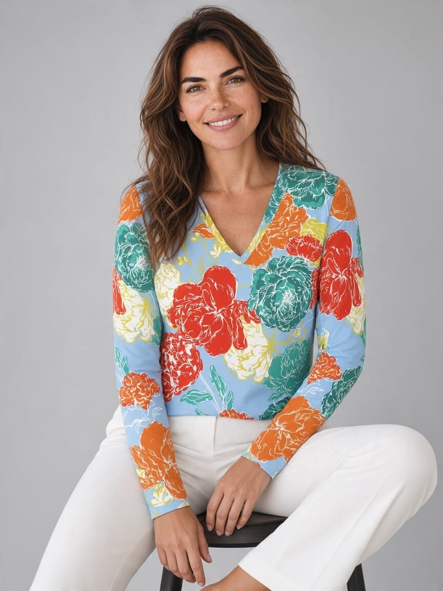 The Everyday V-Neck in Citrus Jubilee