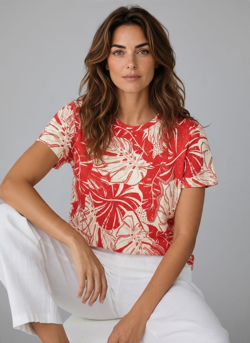 The Everyday Bloom Tee in Scarlet Cabana