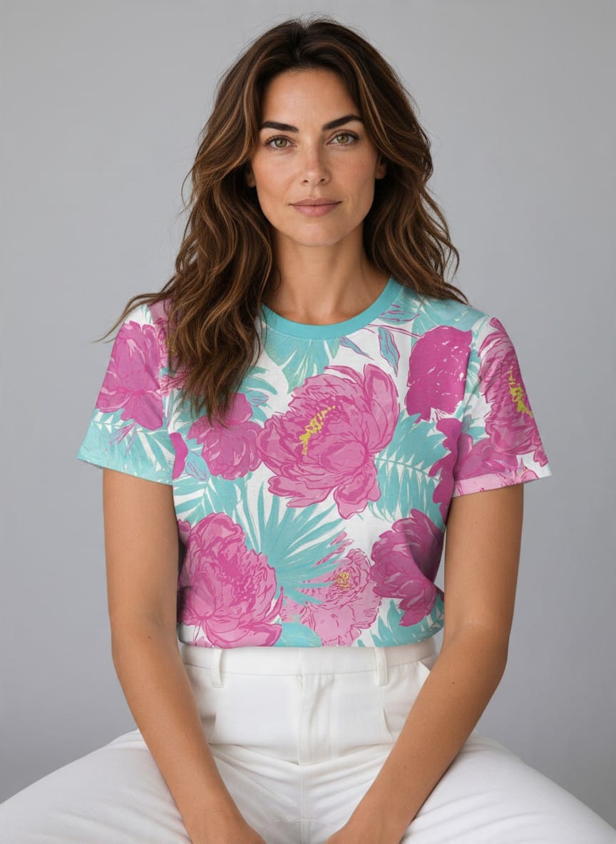 The Everyday Bloom Tee in Riviera Peony