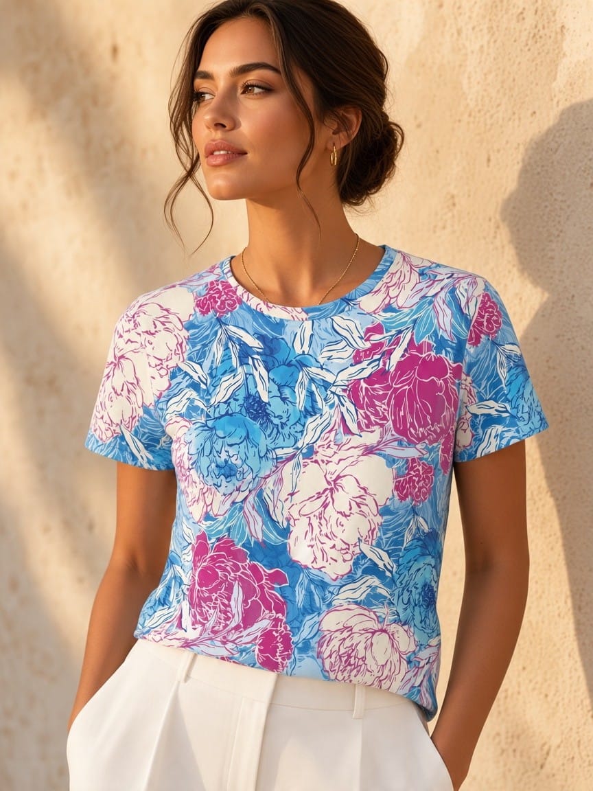 The Everyday Bloom Tee in Blueberry Fizz