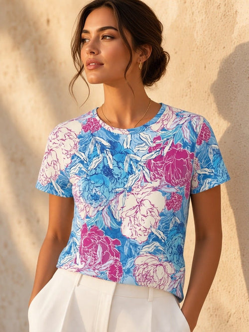 The Everyday Bloom Tee in Blueberry Fizz