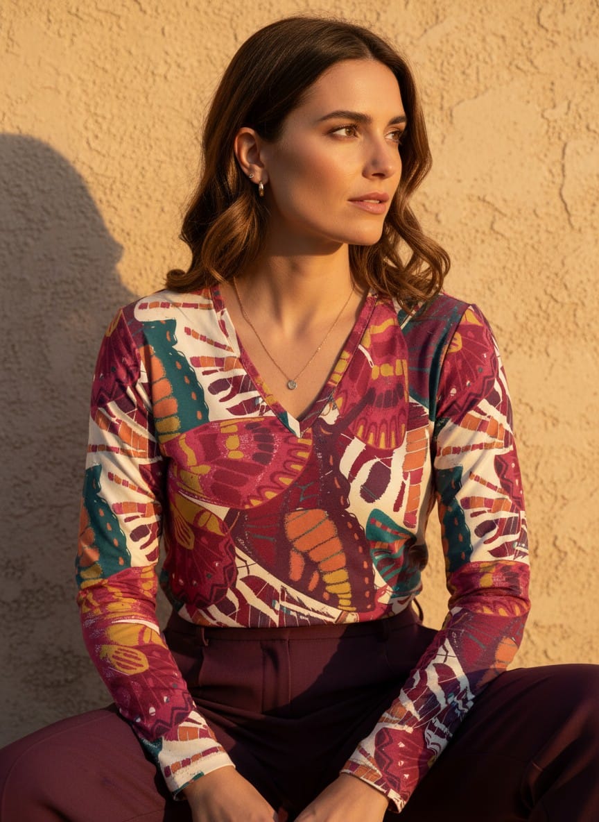 The Everyday V-Neck in Velvet Migration