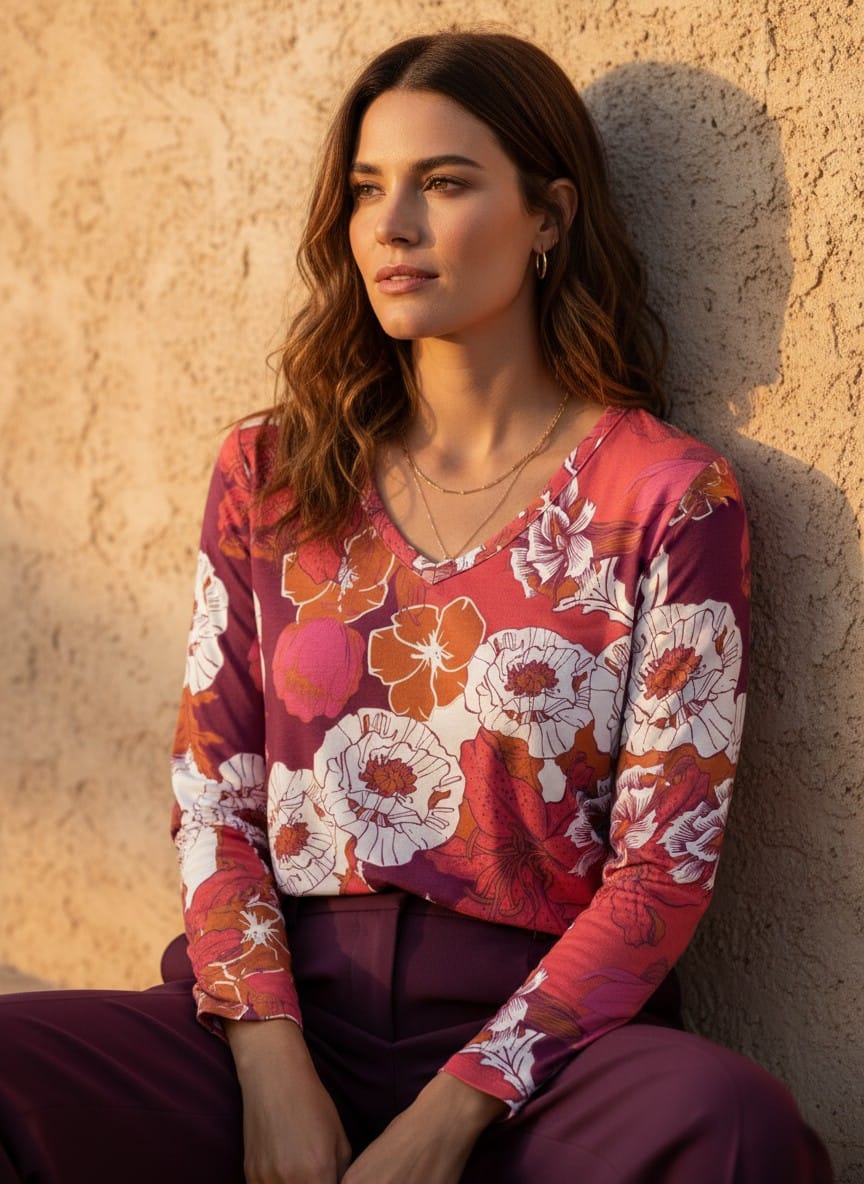 The Everyday V-Neck in Café Rosso