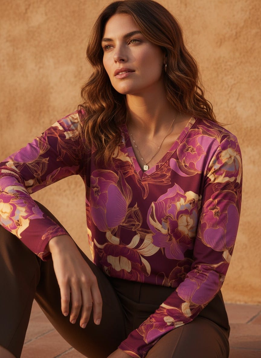 The Everyday V-Neck in Velvet Ember