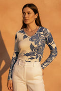The Everyday V-Neck in Azure Bloom